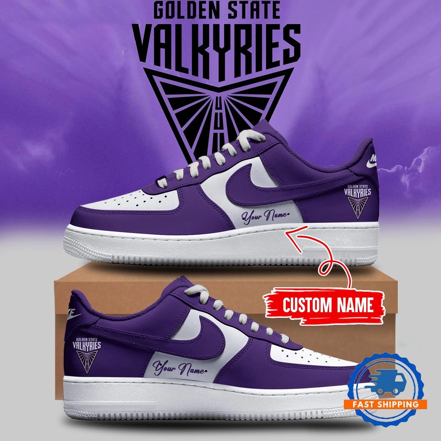 Golden State Valkyries WNBA 2024 Air Force 1 Shoes Sneaker