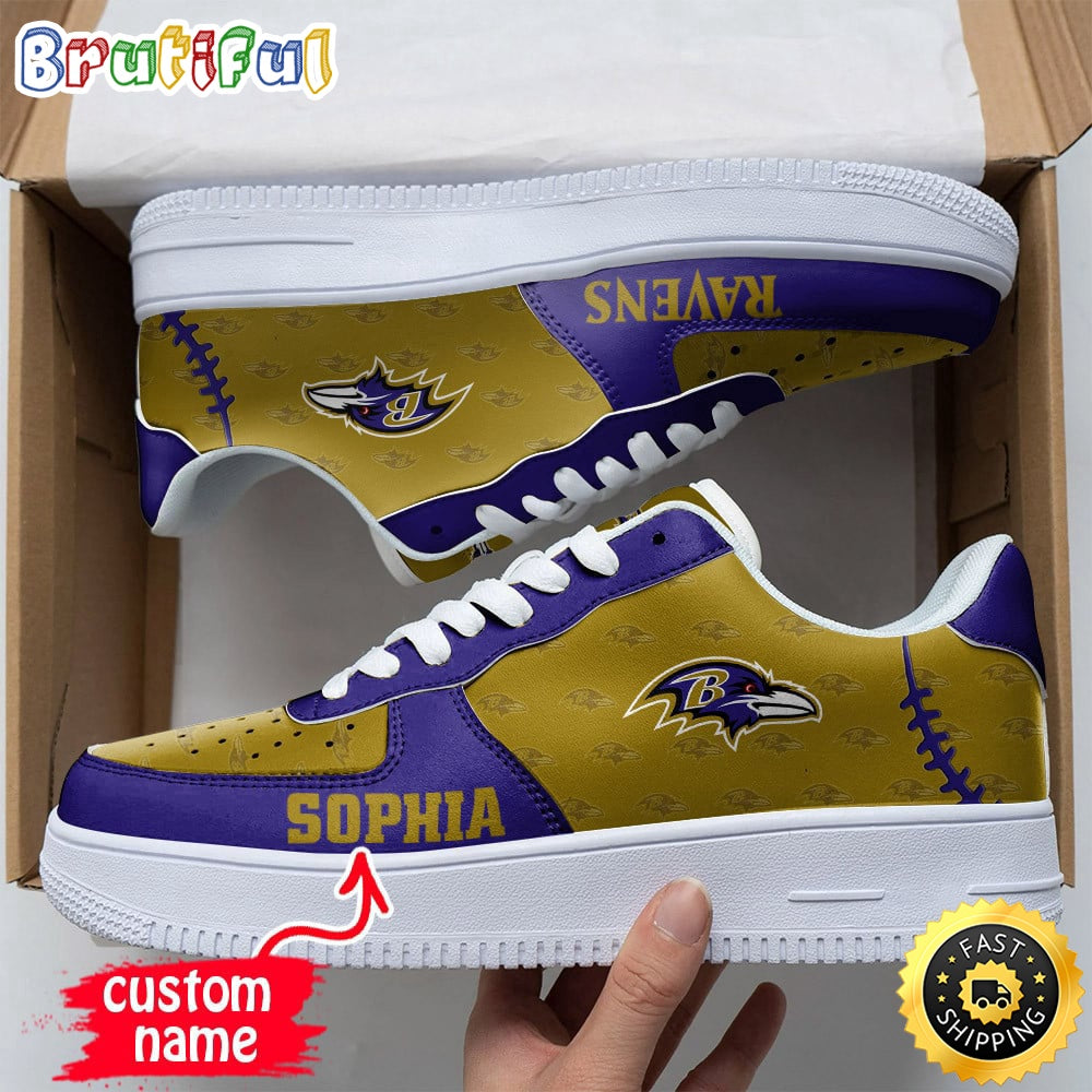 Custom NFL Baltimore Ravens Air Force 1 Shoes Fashionable Air Force 1