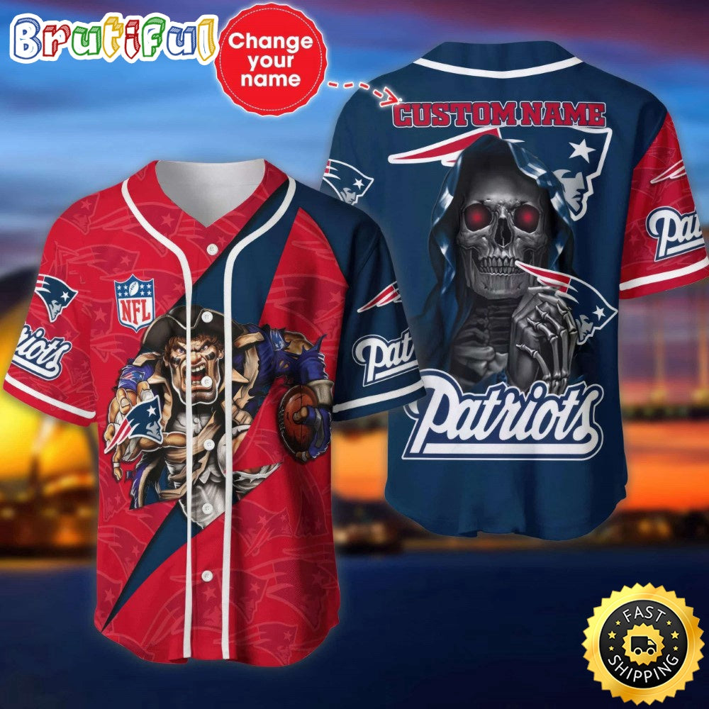 Custom Name NFL New England Patriots Baseball Jersey The Reaper Shirts