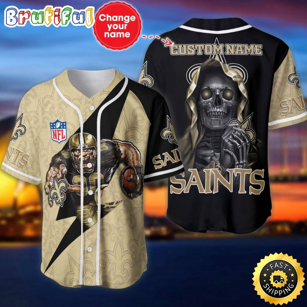 Custom Name NFL New Orleans Saints Baseball Jersey The Reaper Shirts