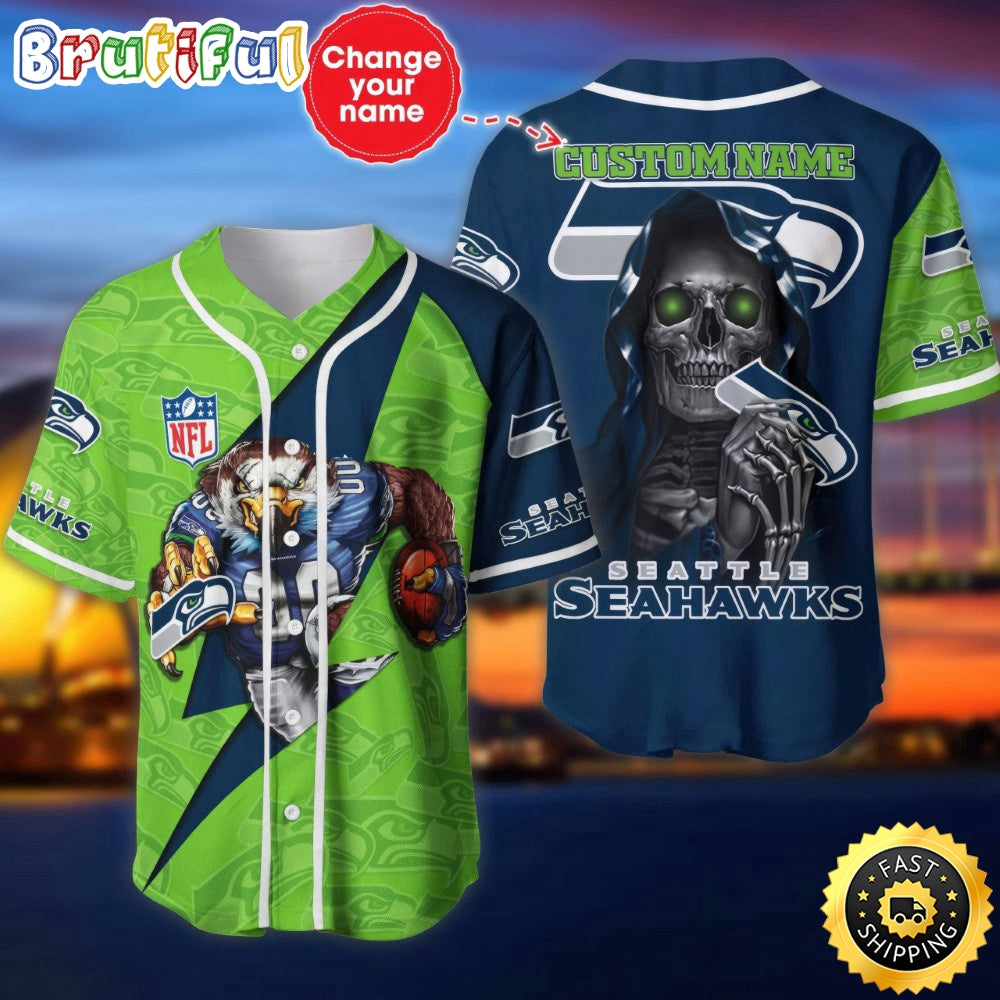 Custom Name NFL Seattle Seahawks Baseball Jersey The Reaper Shirts