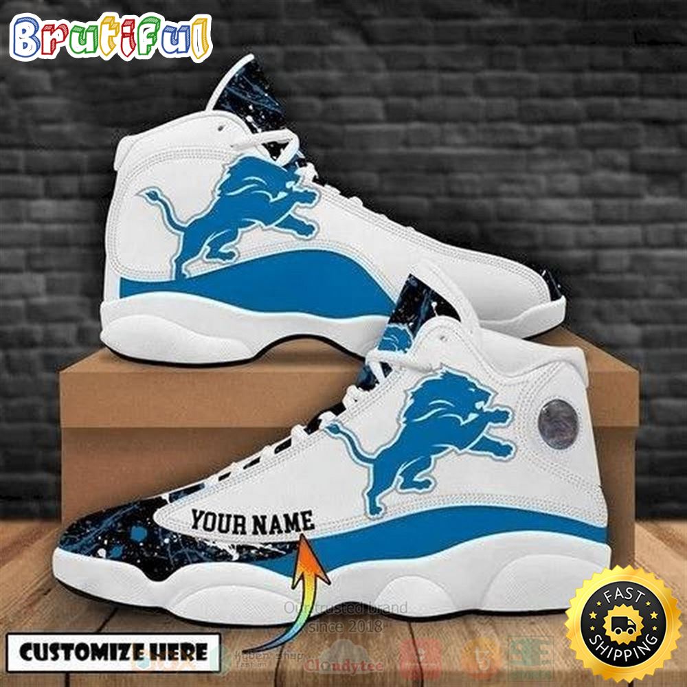 Detroit Lions Nfl Teams Custom Name Air Jordan 13 Shoes