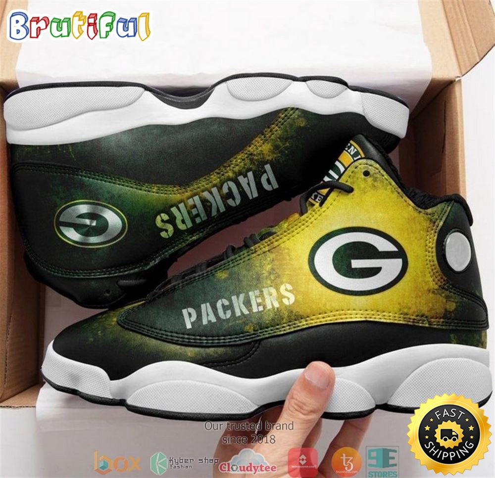 Green Bay Packer Nfl Big Logo Football Team 3 Air Jordan 13 Sneaker Shoes