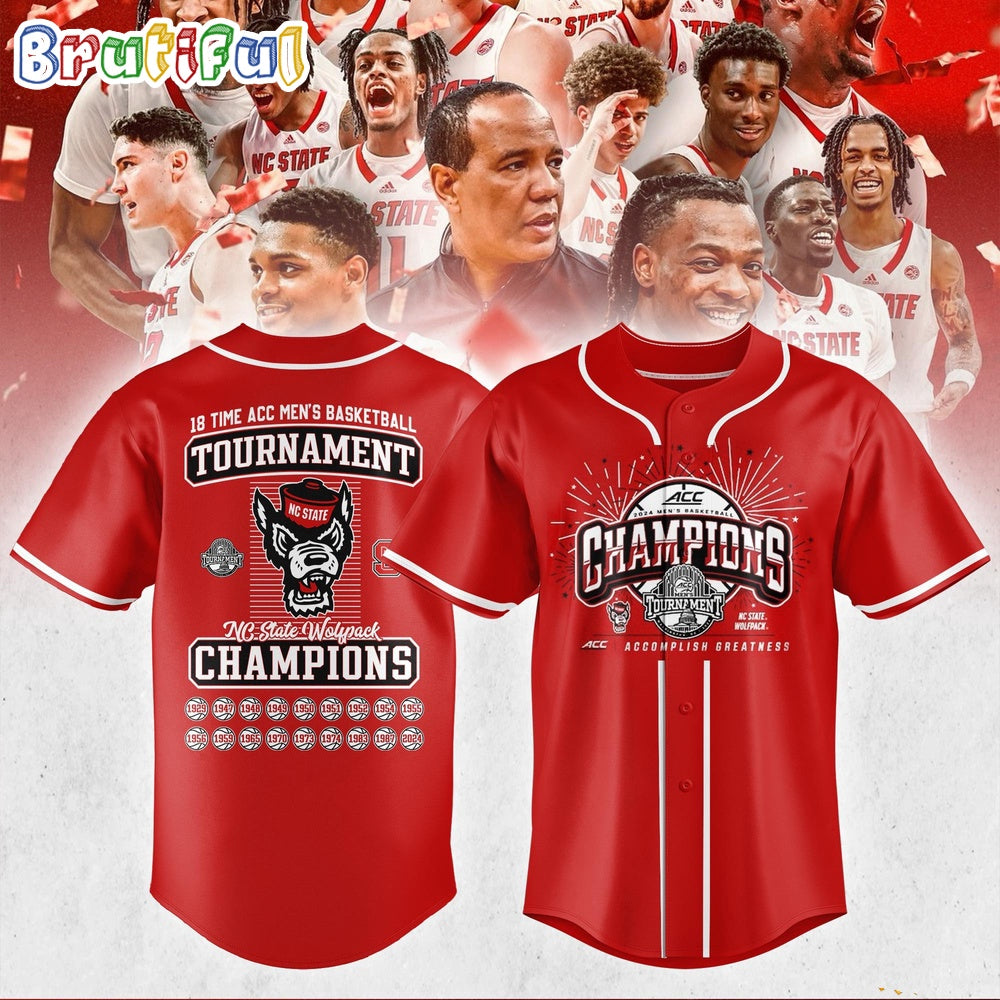 NC State Wolfpack 2024 ACC Men's Basketball Conference Tournament Champions Jersey Shirt