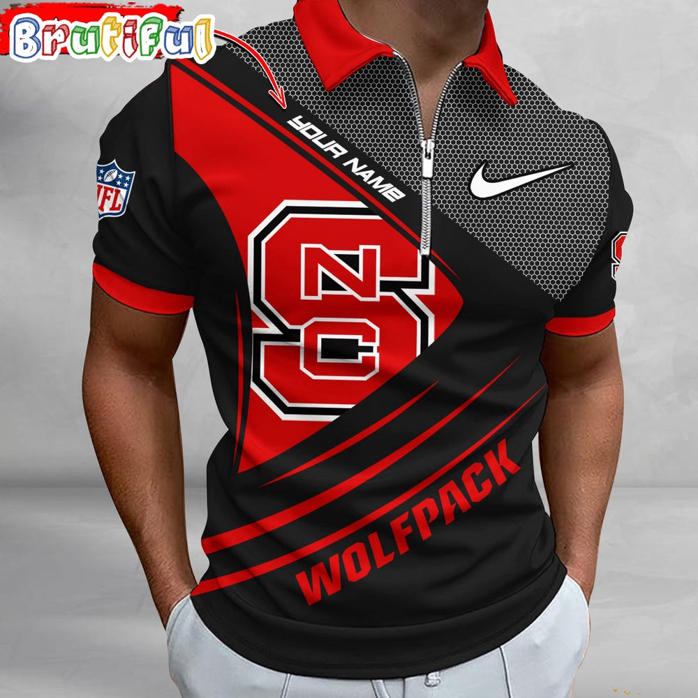 NCAA NC State Wolfpack Polo Shirt, Sporty Zip Polo Shirt