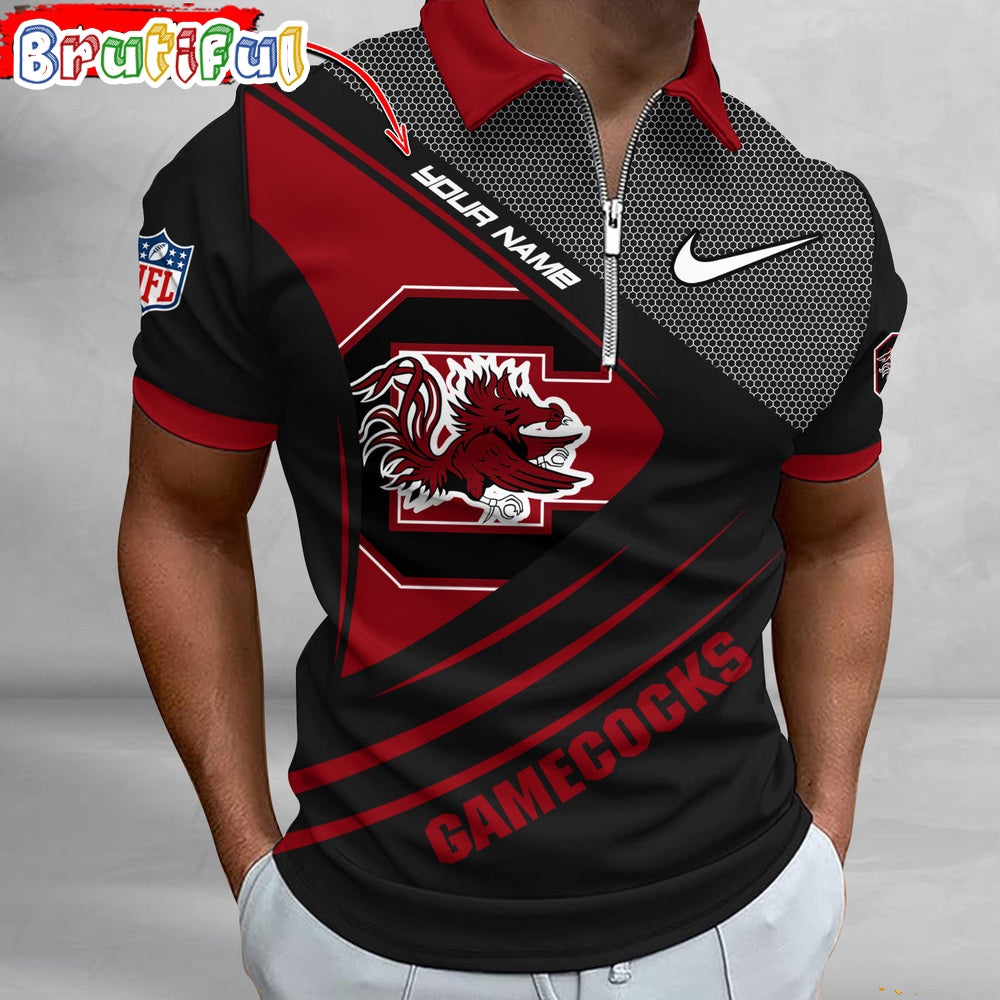 NCAA South Carolina Gamecocks Polo Shirt, Sporty Zip Polo Shirt