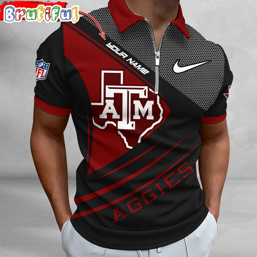 NCAA Texas A_M Aggies Polo Shirt, Sporty Zip Polo Shirt