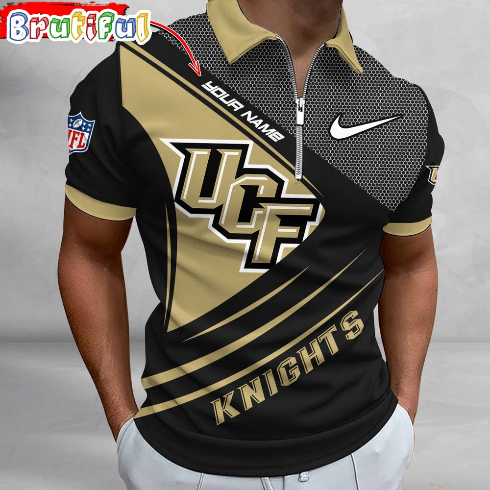 NCAA UCF Knights Polo Shirt, Sporty Zip Polo Shirt