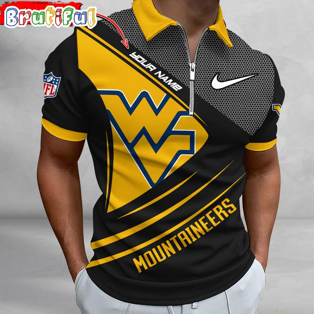 NCAA West Virginia Mountaineers Polo Shirt, Sporty Zip Polo Shirt