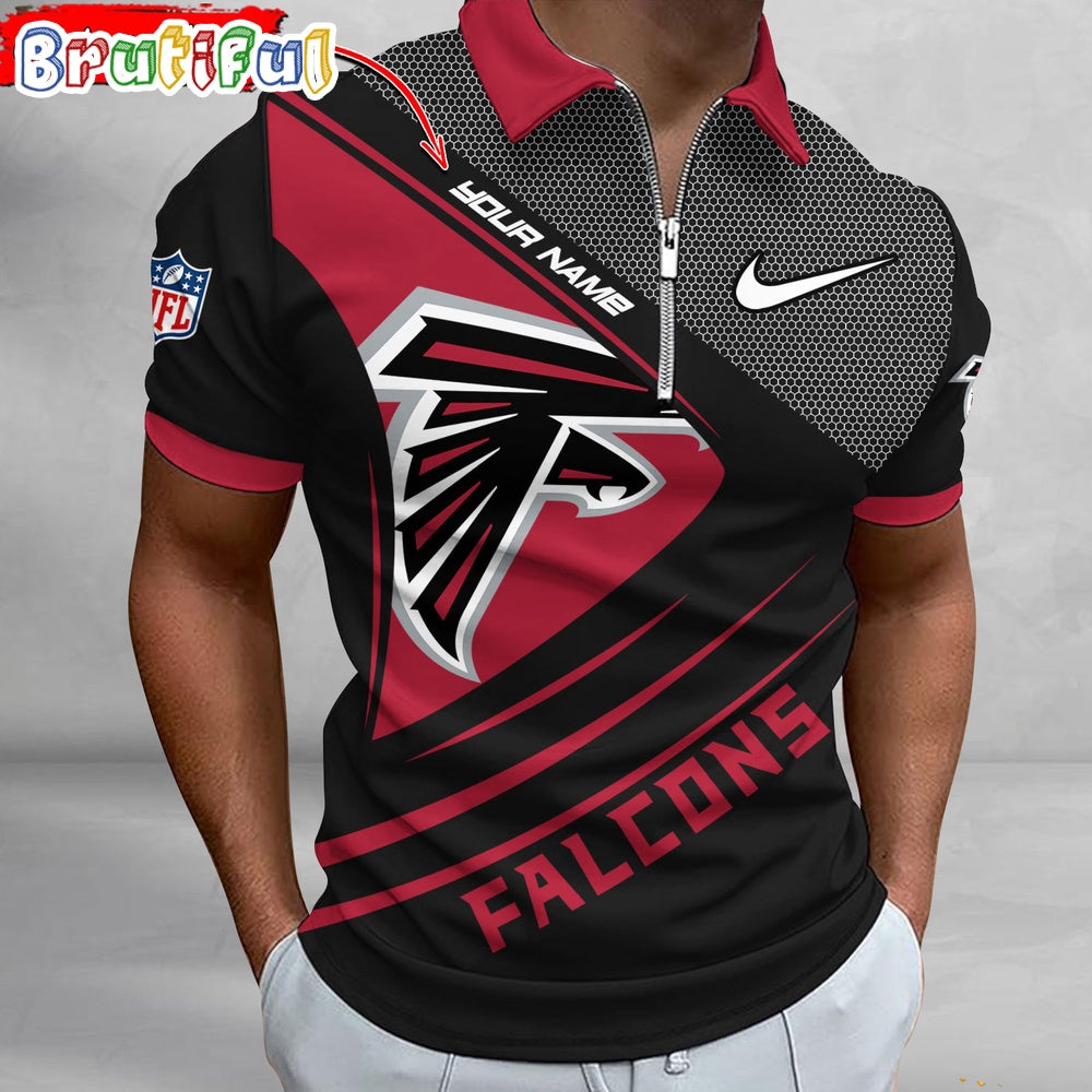 NFL Atlanta Falcons Polo Shirt, Football Sport Zip Polo Shirt