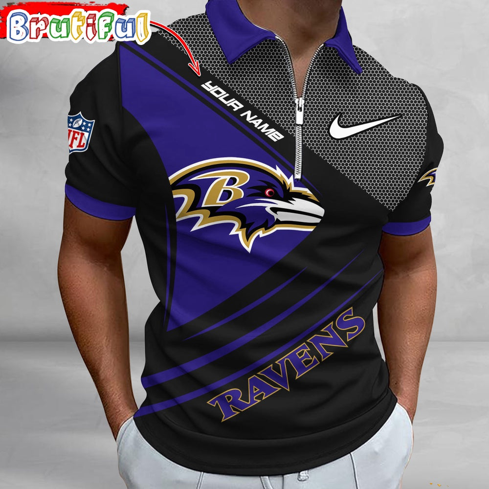 NFL Baltimore Ravens Polo Shirt, Football Sport Zip Polo Shirt
