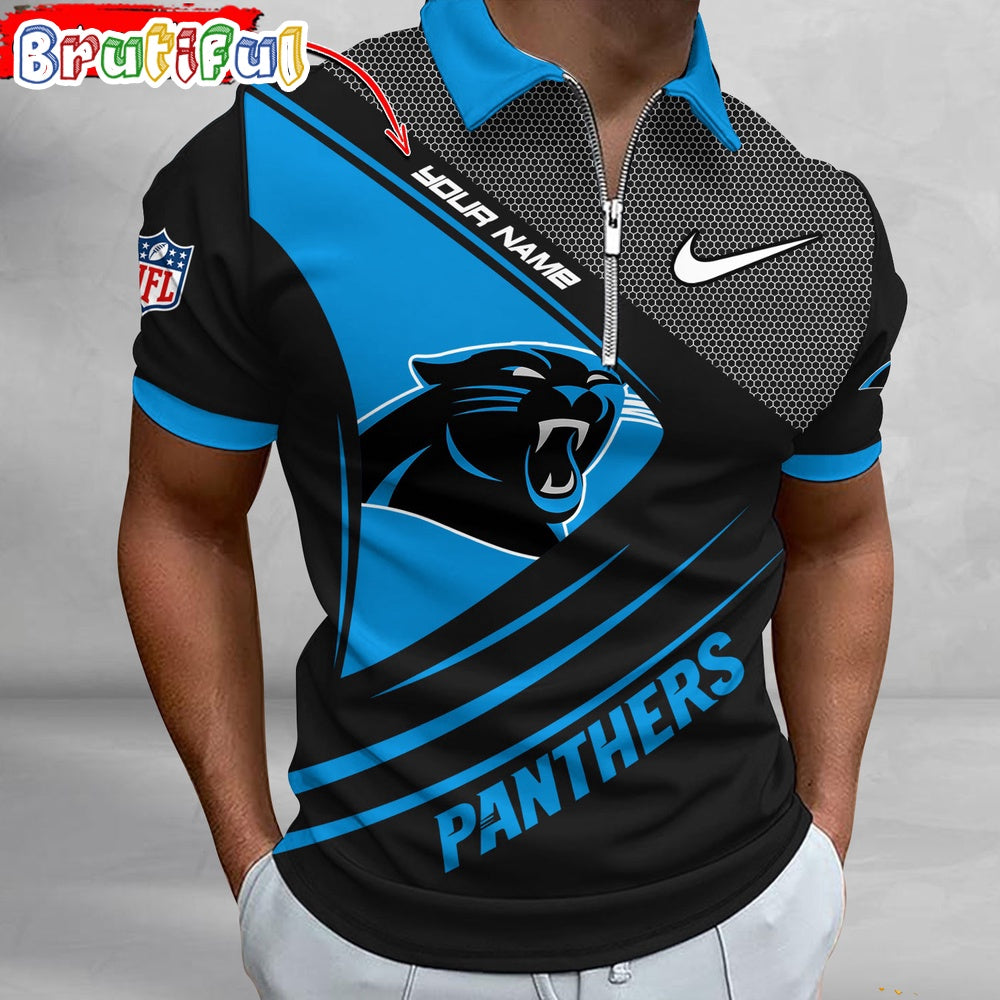 NFL Carolina Panthers Polo Shirt, Football Sport Zip Polo Shirt