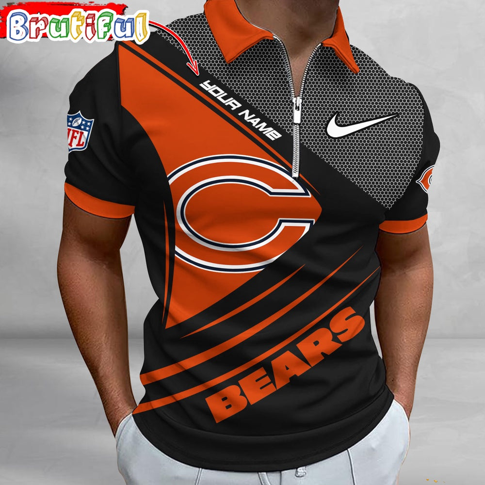 NFL Chicago Bears Polo Shirt, Football Sport Zip Polo Shirt