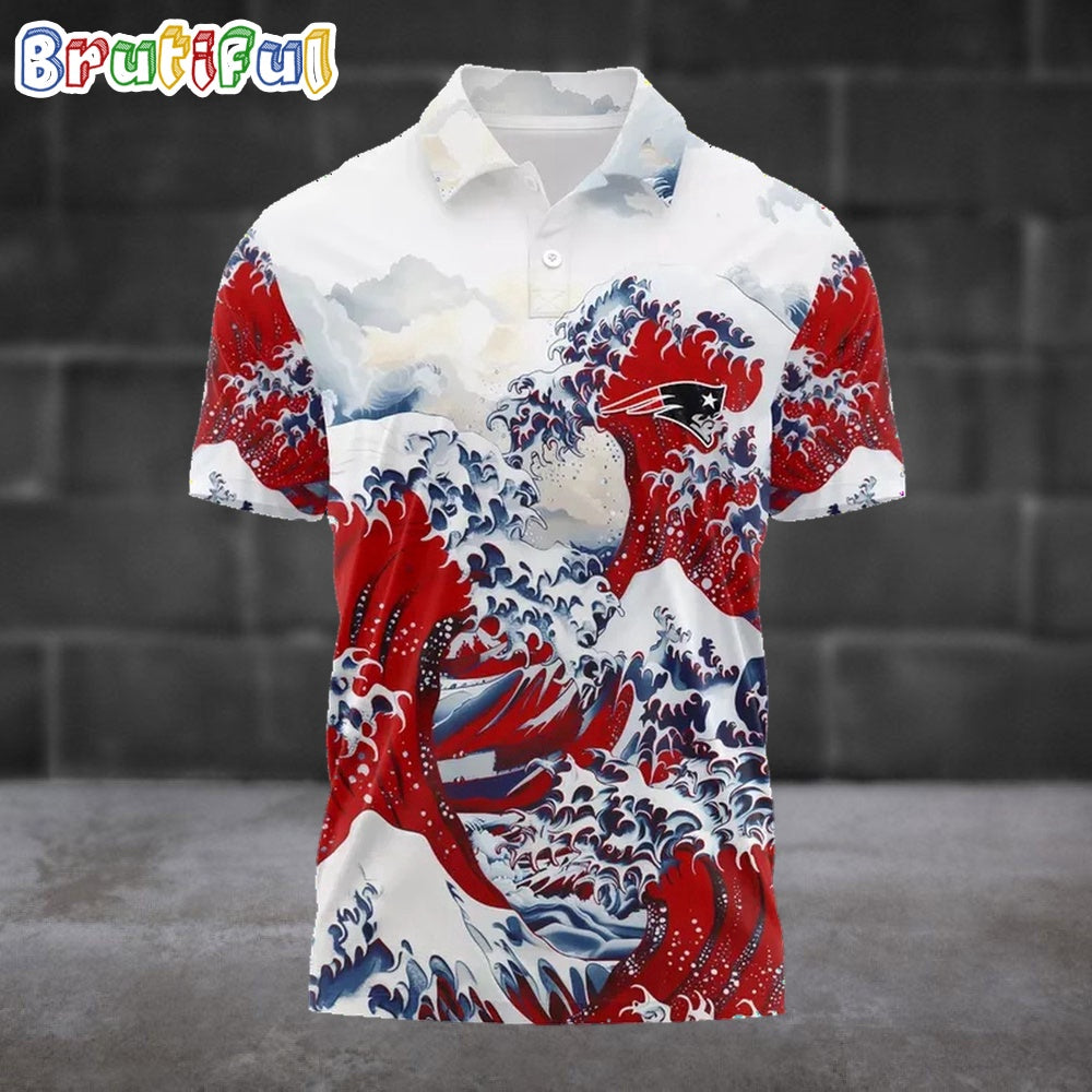 NFL New England Patriots Football Great Wave Polo Shirt