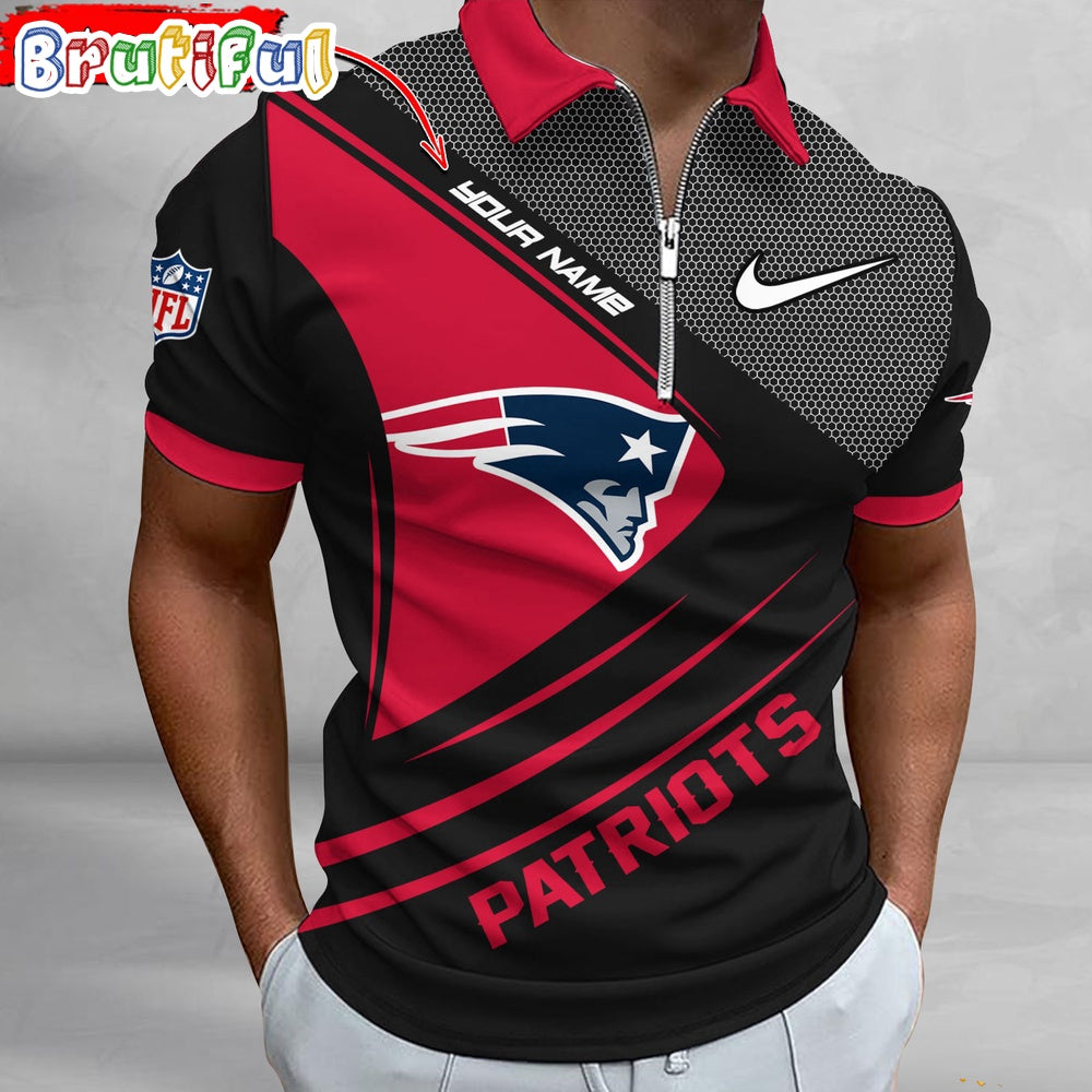 NFL New England Patriots Polo Shirt, Football Sport Zip Polo Shirt