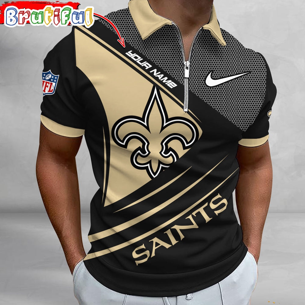 NFL New Orleans Saints Polo Shirt, Football Sport Zip Polo Shirt