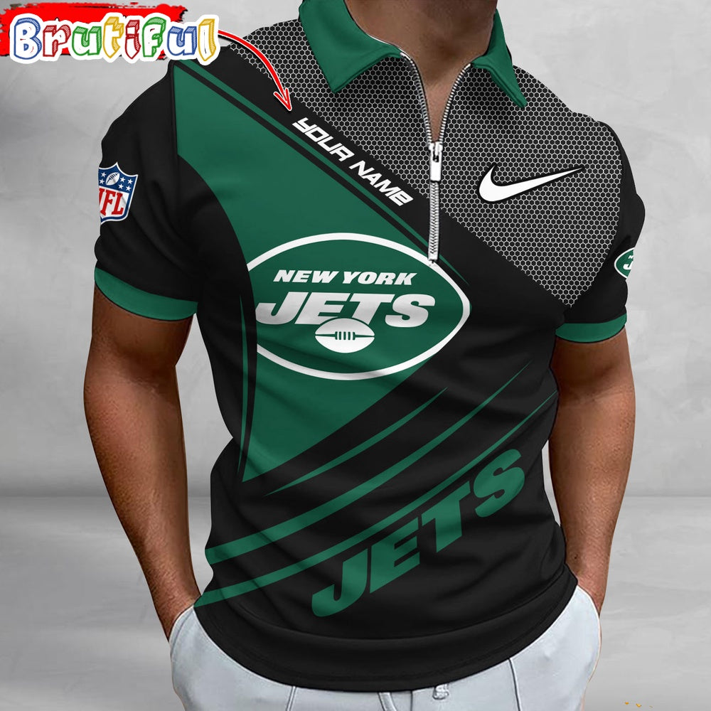 NFL New York Jets Polo Shirt, Football Sport Zip Polo Shirt