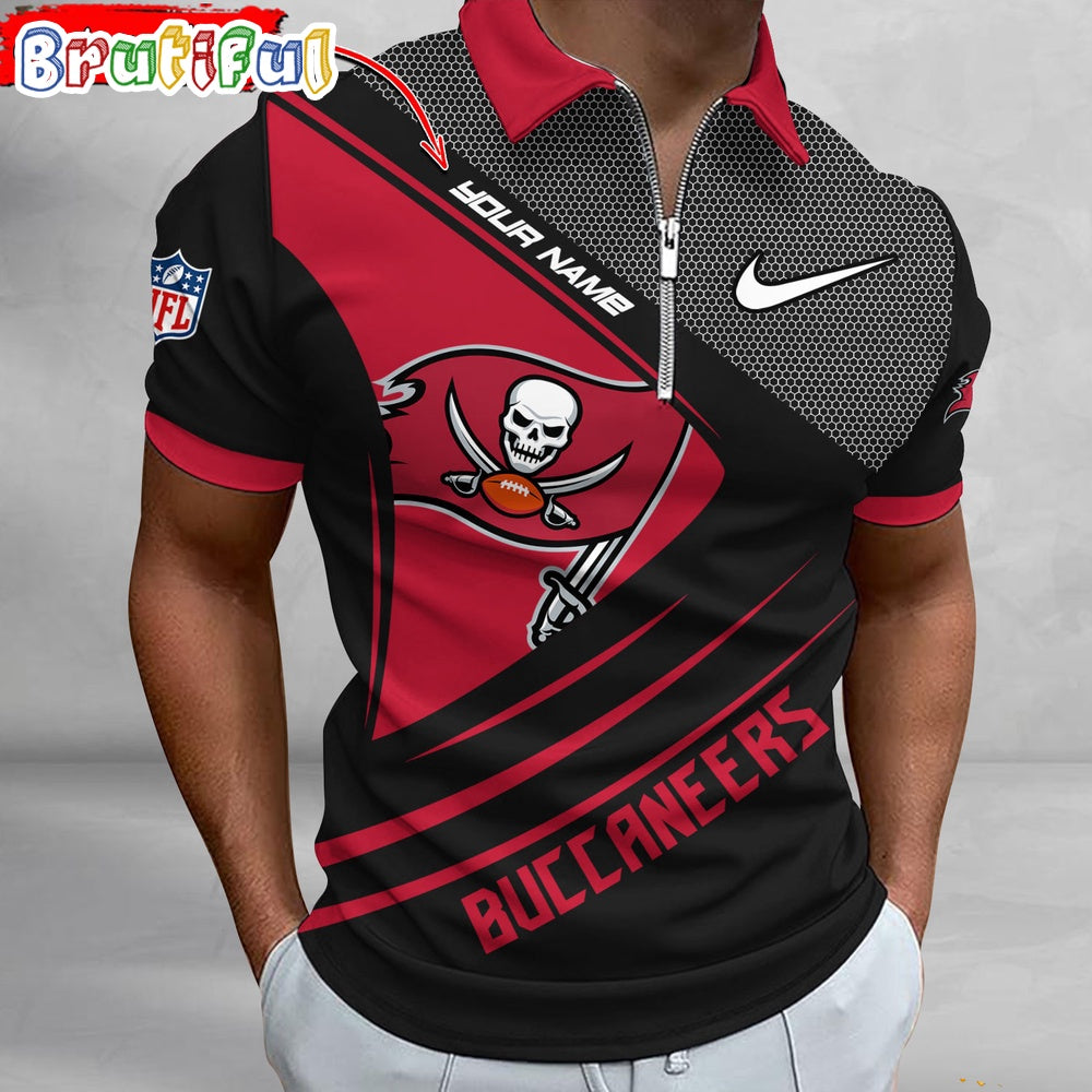 NFL Tampa Bay Buccaneers Polo Shirt, Football Sport Zip Polo Shirt