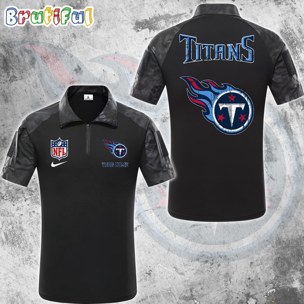 NFL Tennessee Titans Tactical Polo Shirt, Custom Football Zip Polo Shirt