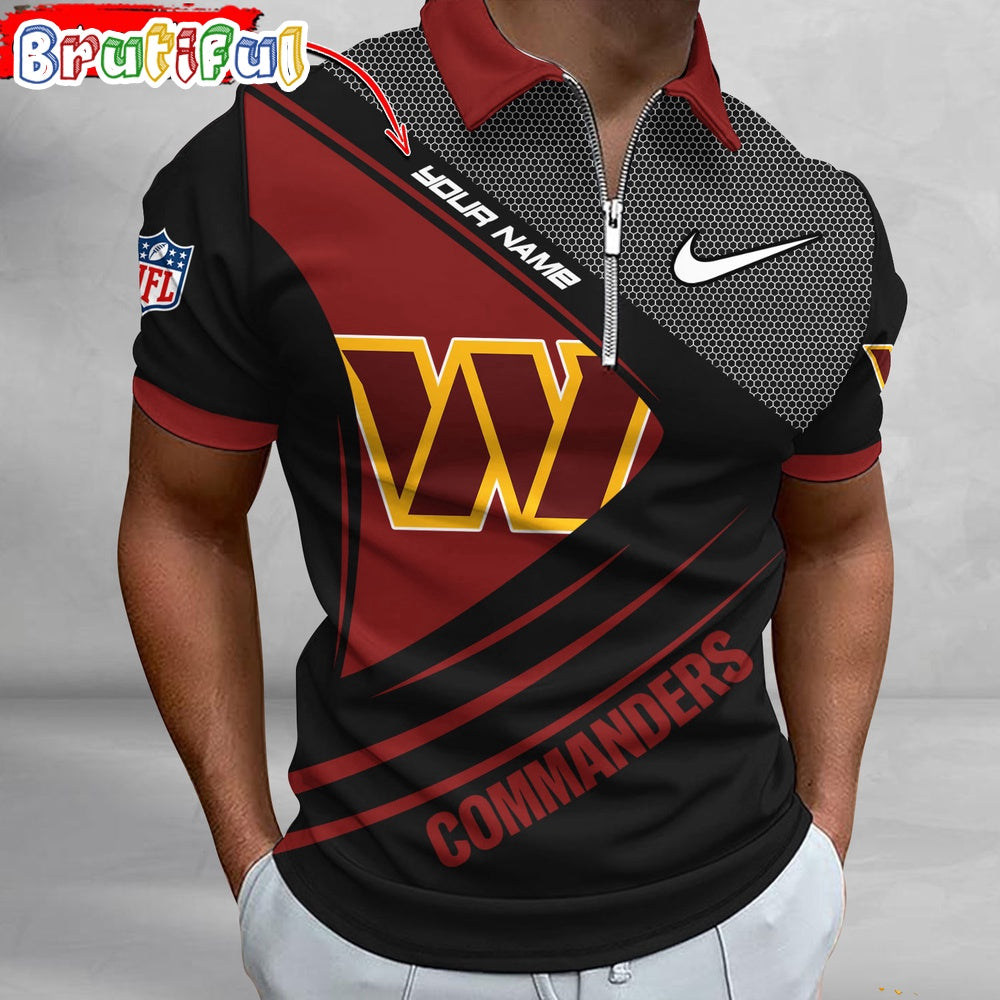 NFL Washington Commanders Polo Shirt, Football Sport Zip Polo Shirt