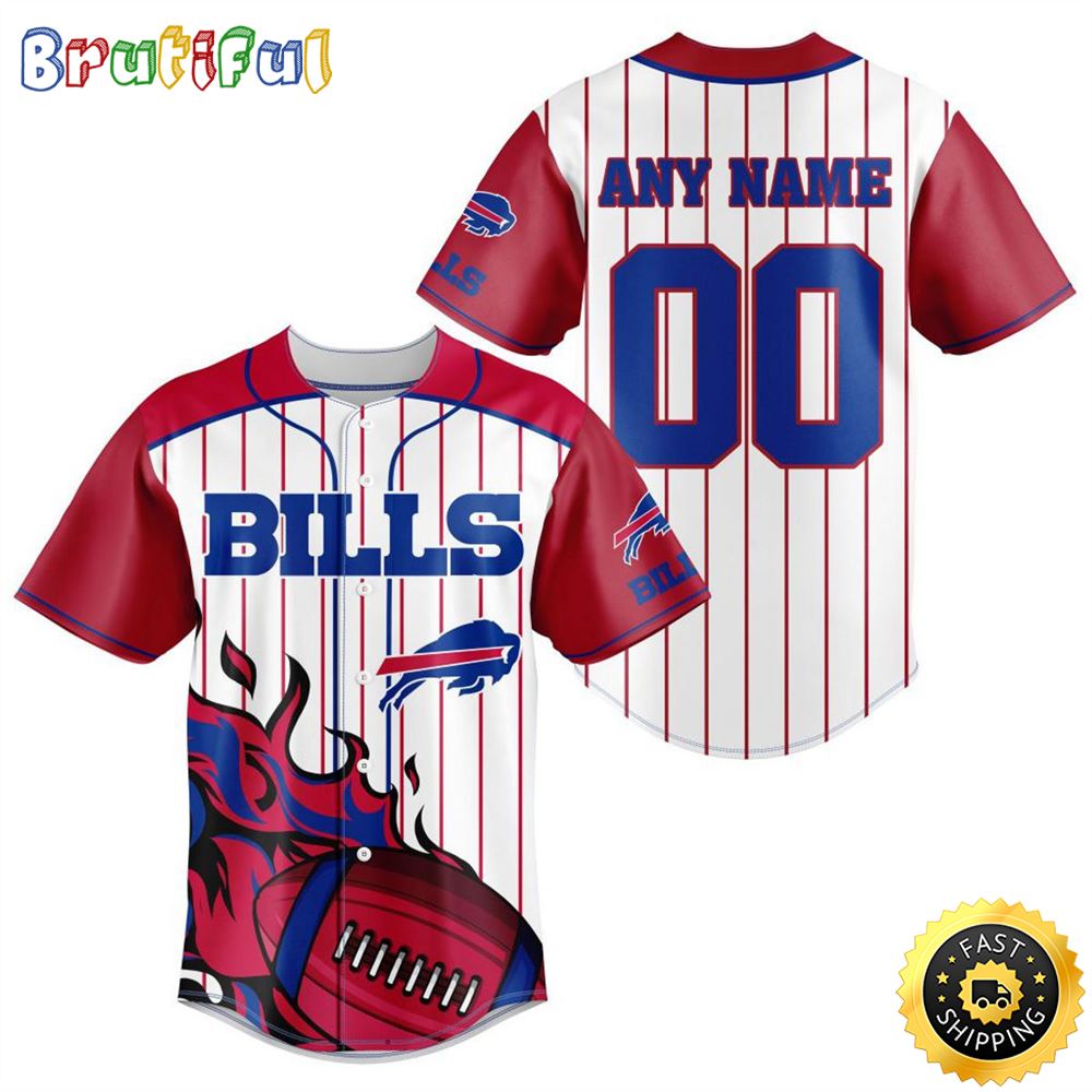 NFL Buffalo Bills Baseball Jersey 3D Personalized Customization Options Available