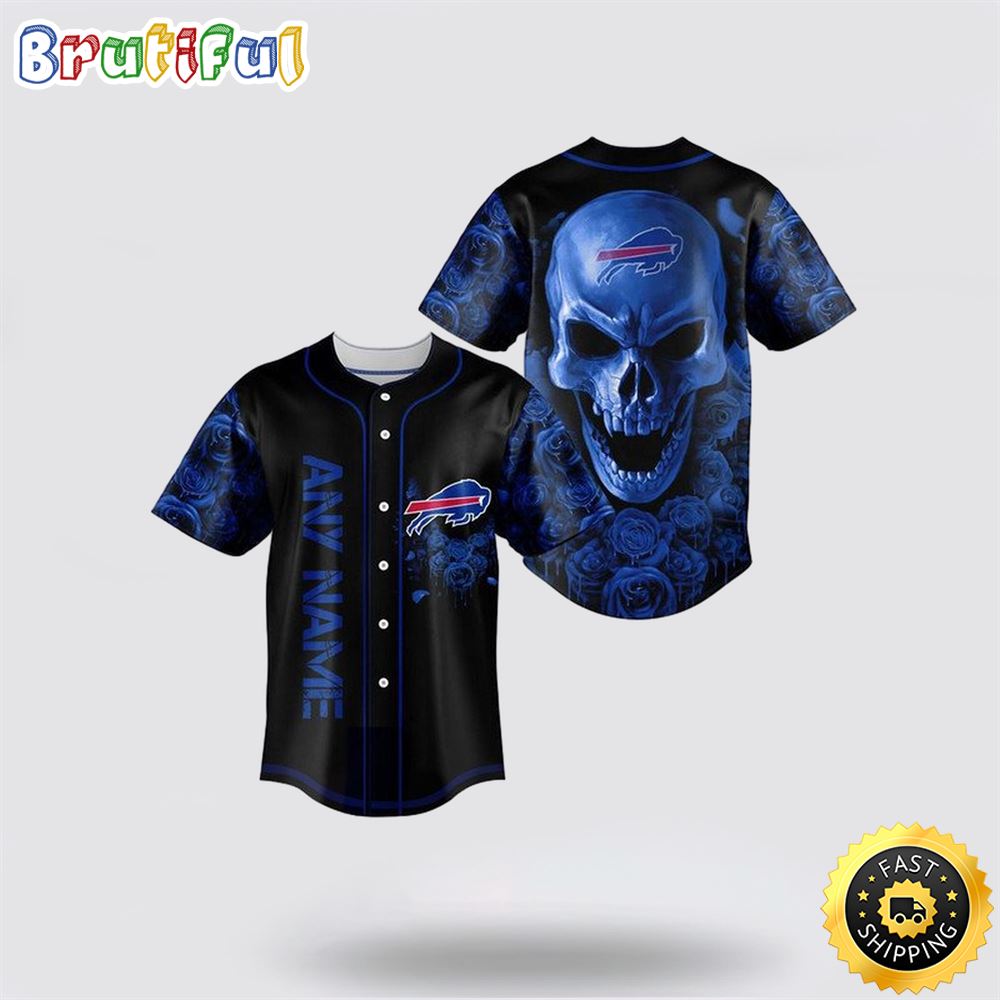 NFL Buffalo Bills Baseball Jersey 3D Personalized Skull Top Quality Fan Apparel