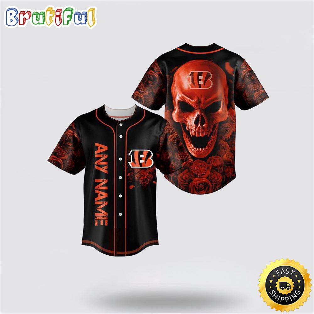NFL Cincinnati Bengals Baseball Jersey 3D Personalized Skull Top Quality Fan Apparel