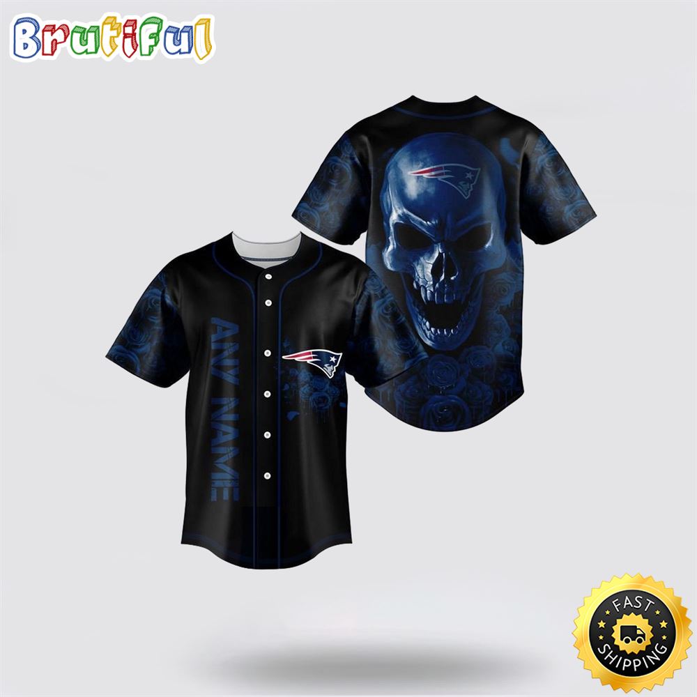 NFL New England Patriots Baseball Jersey 3D Personalized Skull Top Quality Fan Apparel