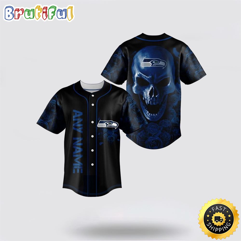 NFL Seattle Seahawks Baseball Jersey 3D Personalized Skull Top Quality Fan Apparel