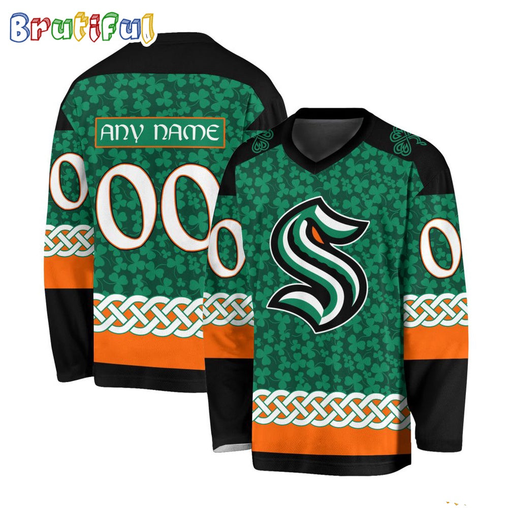 NHL Seattle Kraken Jersey Special St.Patrick's Day Design Hockey Jersey