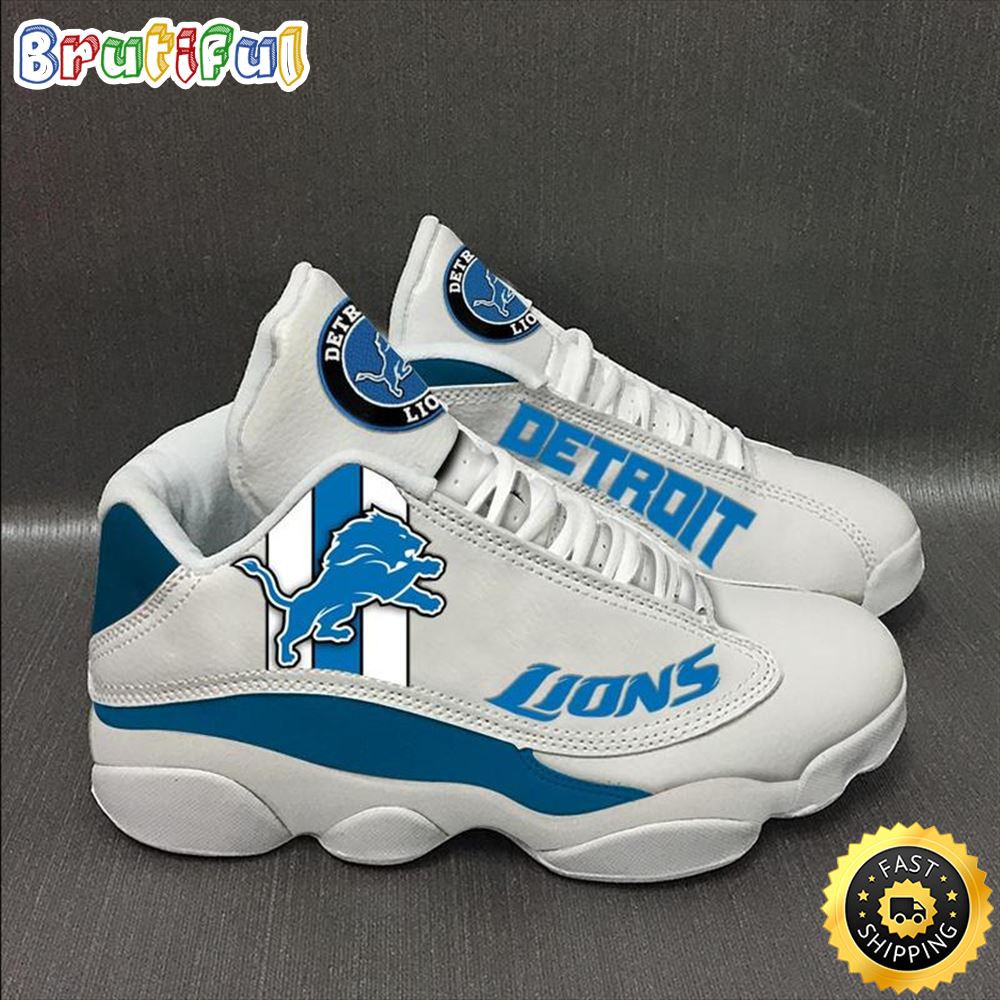 Nfl Detroit Lions White Air Jordan 13 Sneaker Shoes