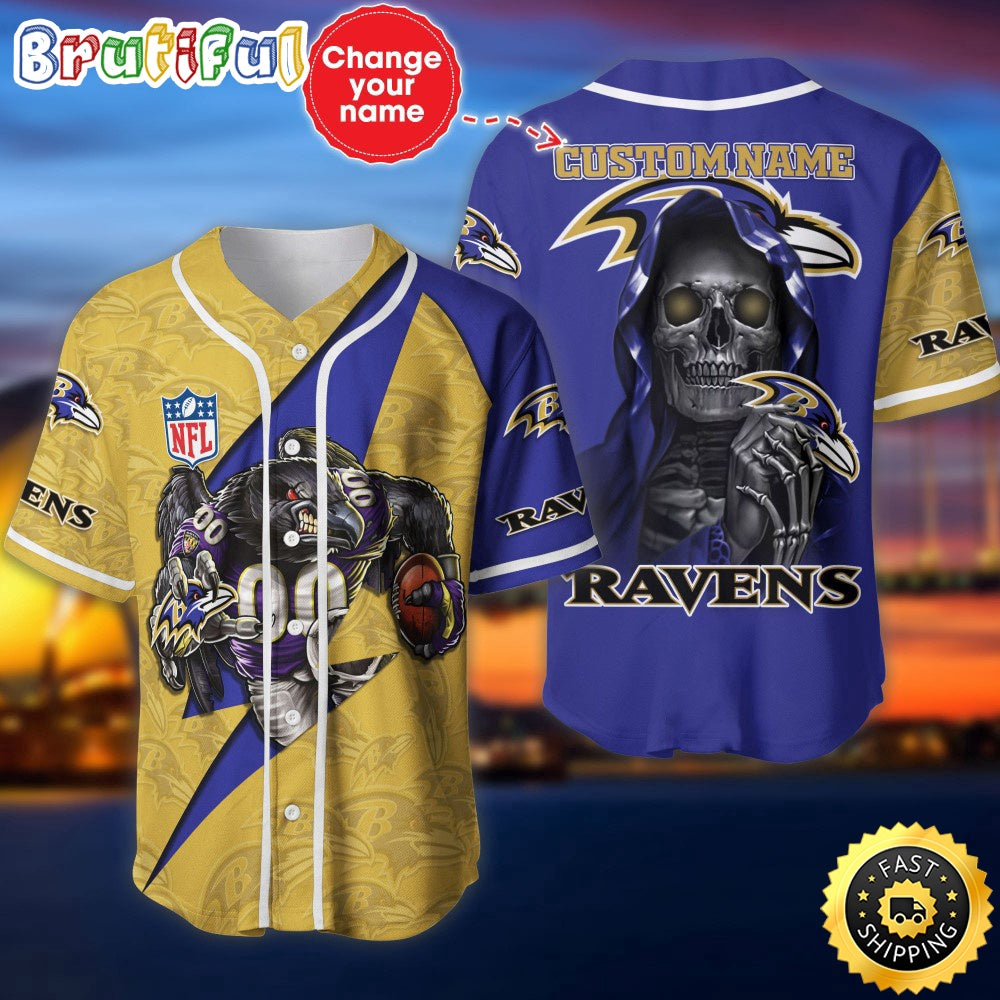 Personalized NFL Baltimore Ravens Baseball Jersey Athletic Team Shirts