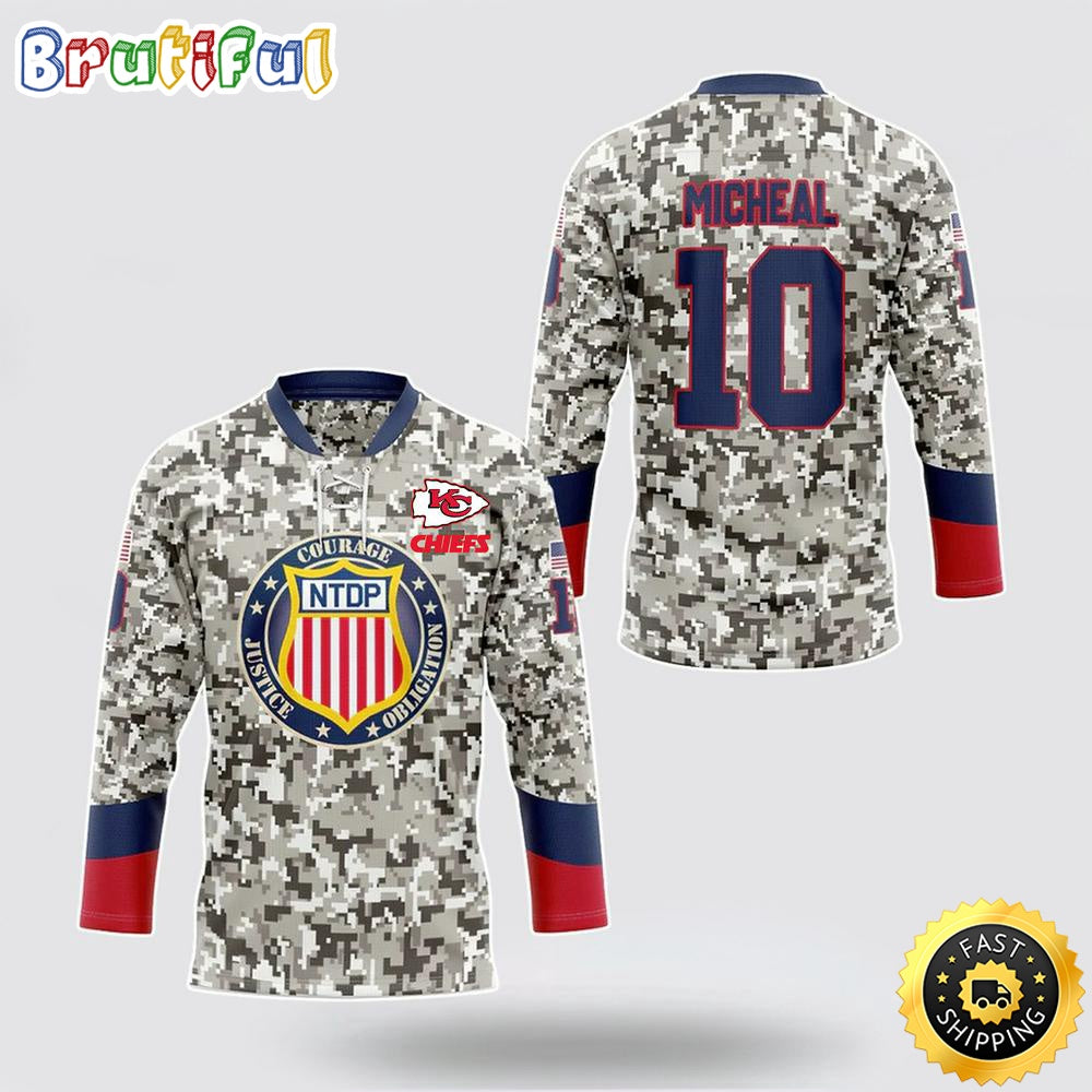 Personalized NFL Kansas City Chiefs Hockey Jersey Veterans Nfl Hockey Jersey For Fans