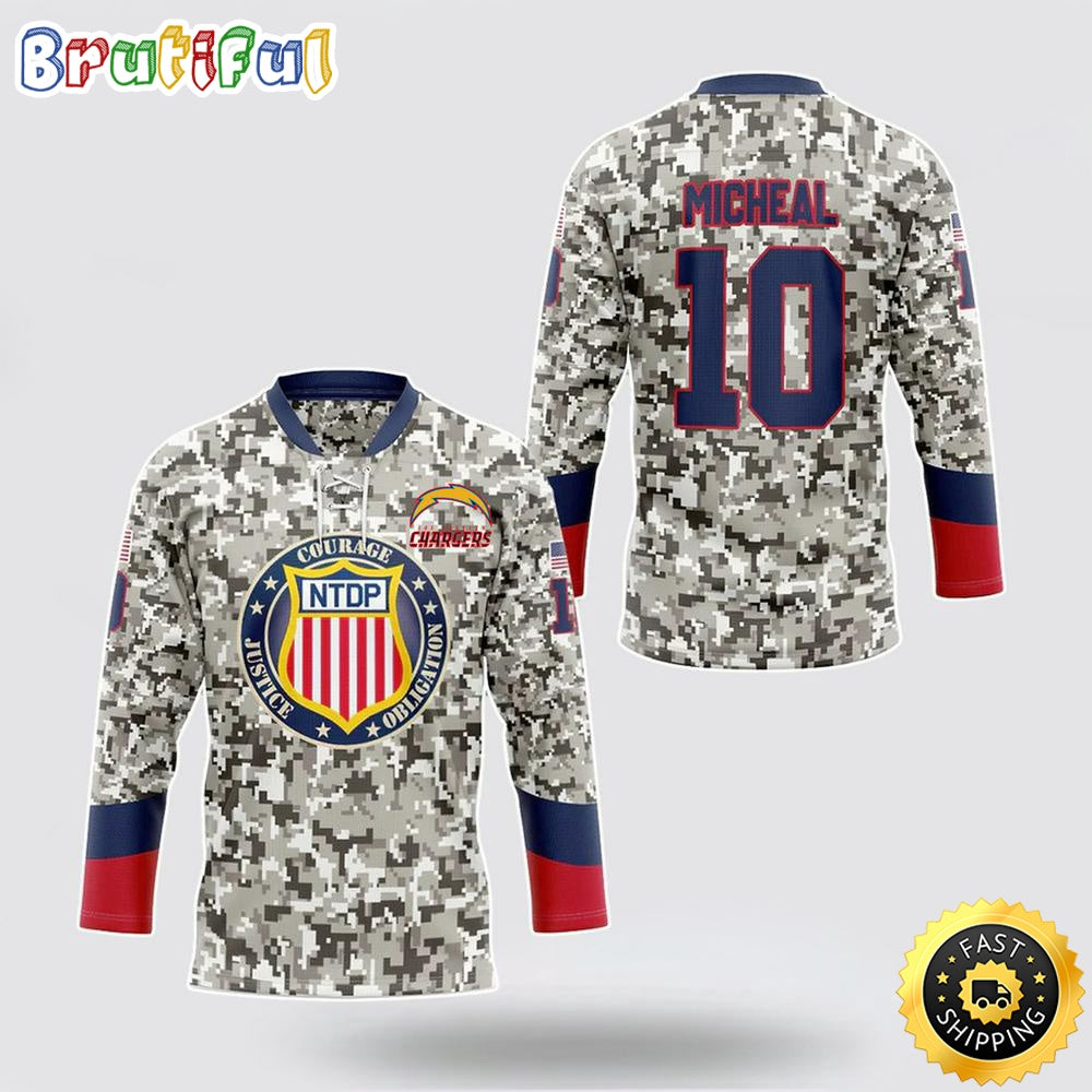 Personalized NFL Los Angeles Chargers Hockey Jersey Veterans Nfl Hockey Jersey For Fans
