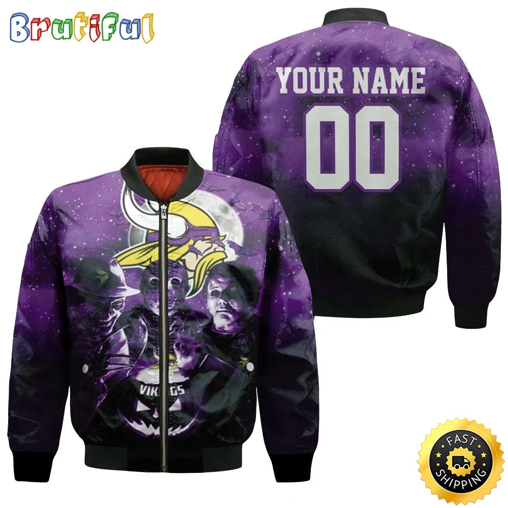 Personalized NFL Minnesota Vikings Bomber Jacket Jason Freddy Myers  Halloween