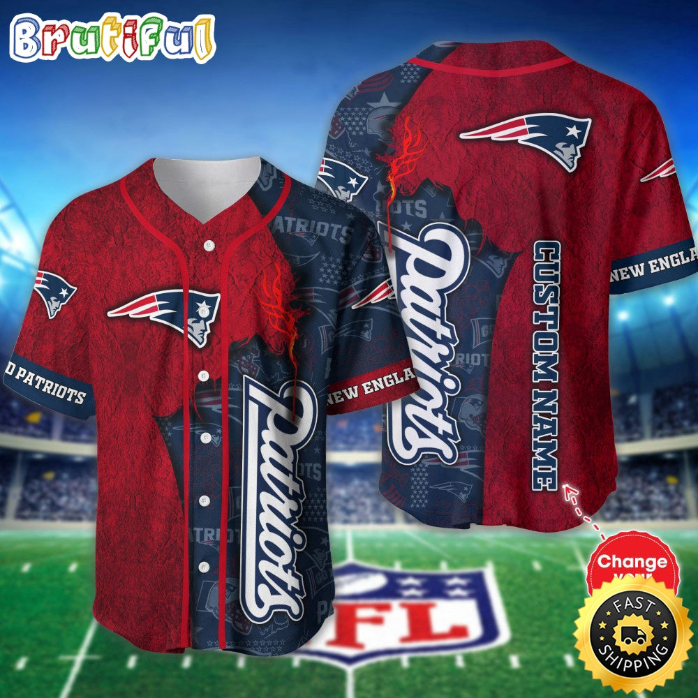 Personalized NFL New England Patriots Baseball Jersey Sportswear Tops