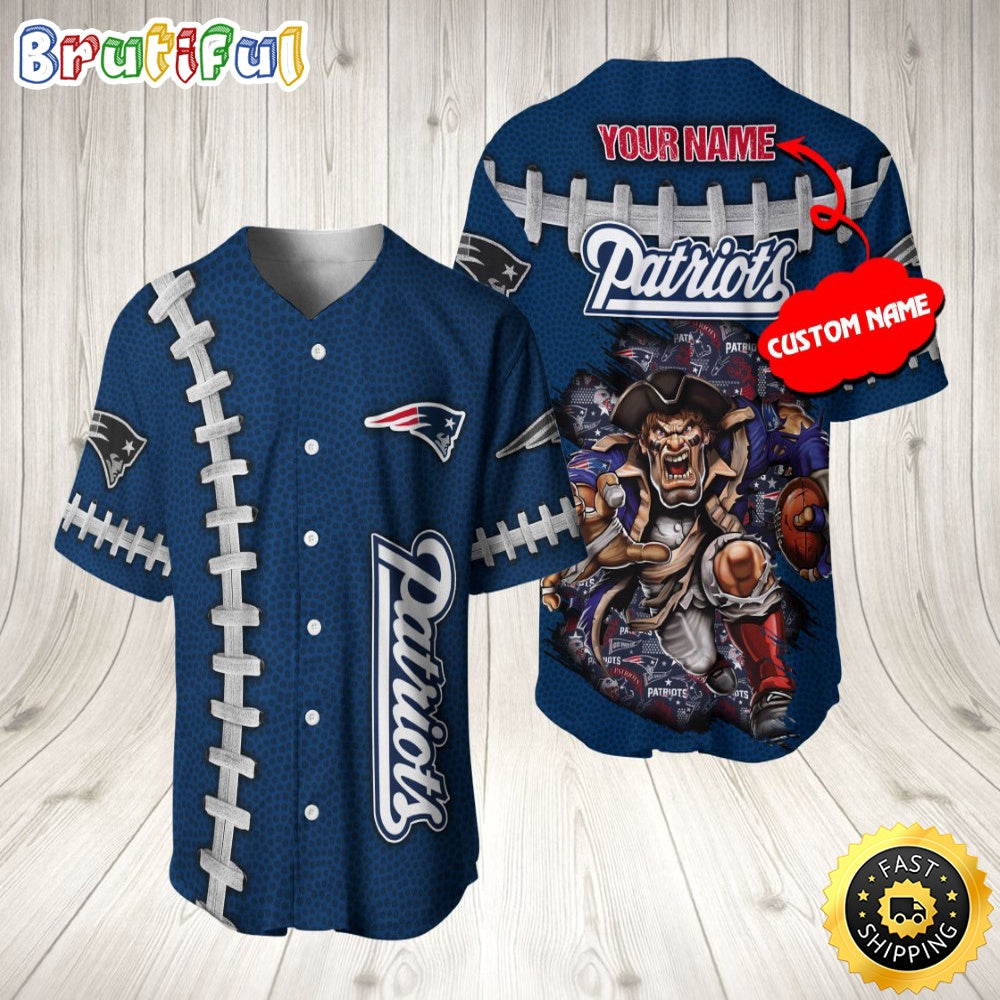Personalized NFL New England Patriots Baseball Jersey Team Spirit Tops