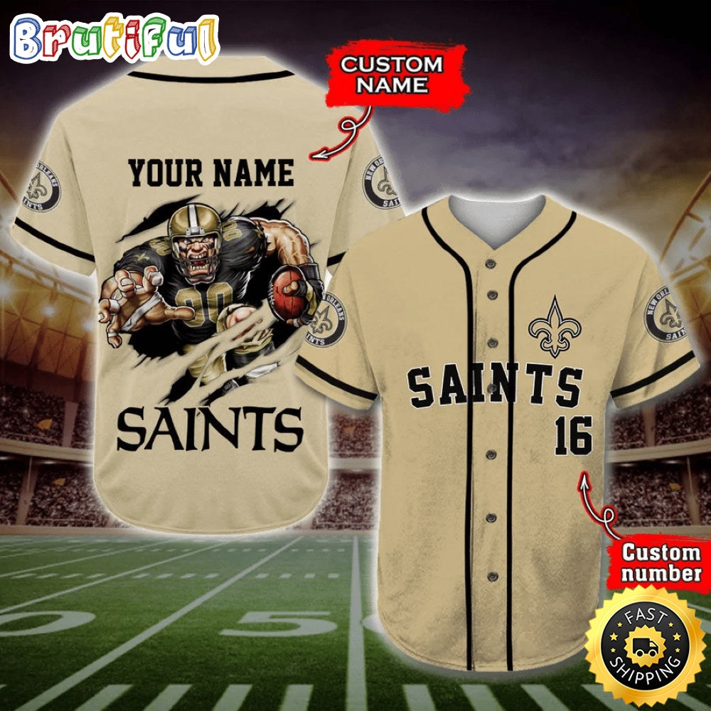 Personalized NFL New Orleans Saints Baseball Jersey Casual Baseball Gear