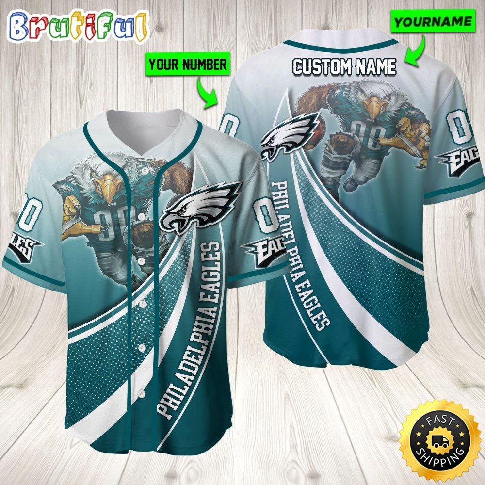 Personalized NFL Philadelphia Eagles Baseball Jersey Mascot Art