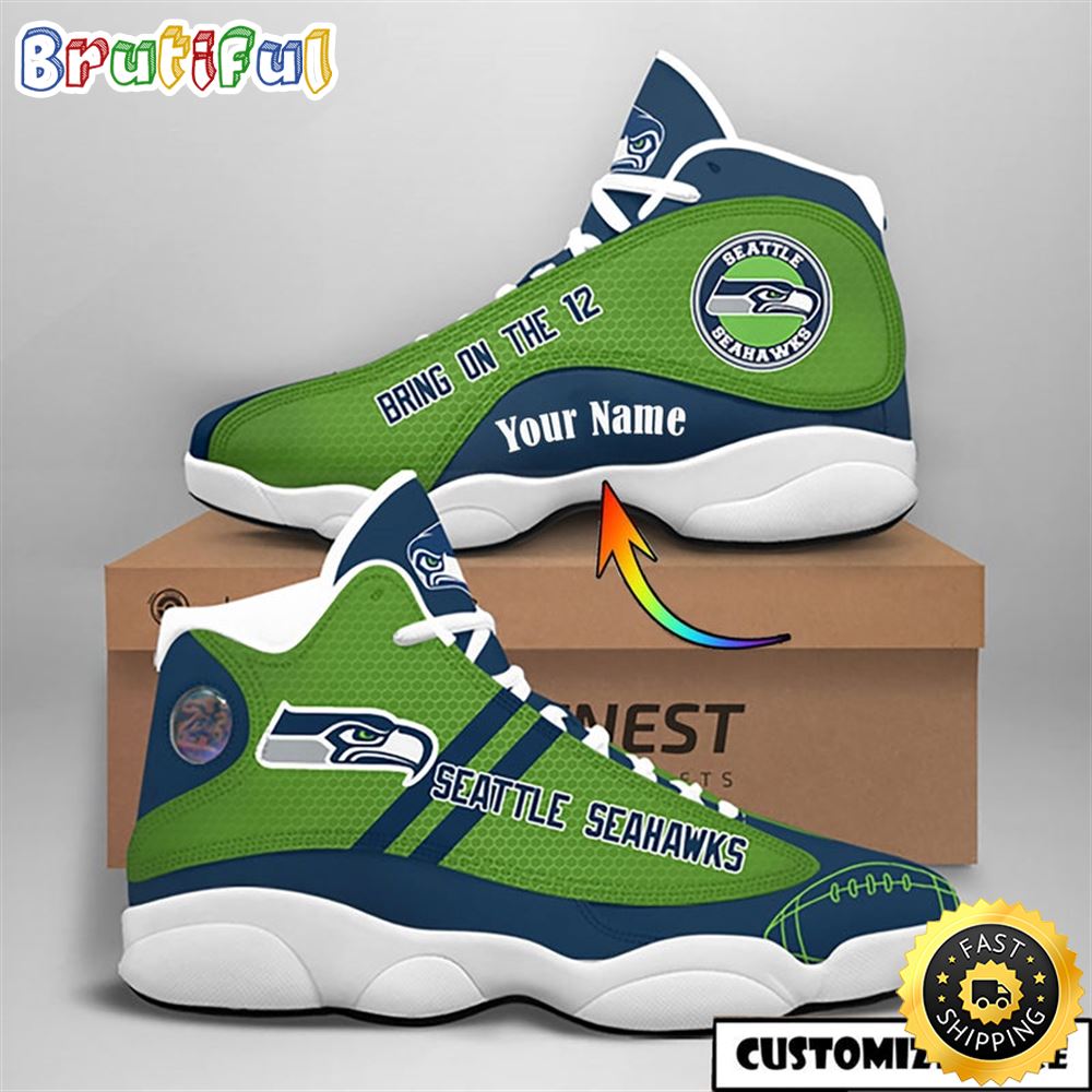 Seattle Seahawks Nfl Custom Name Air Jordan 13 Shoes