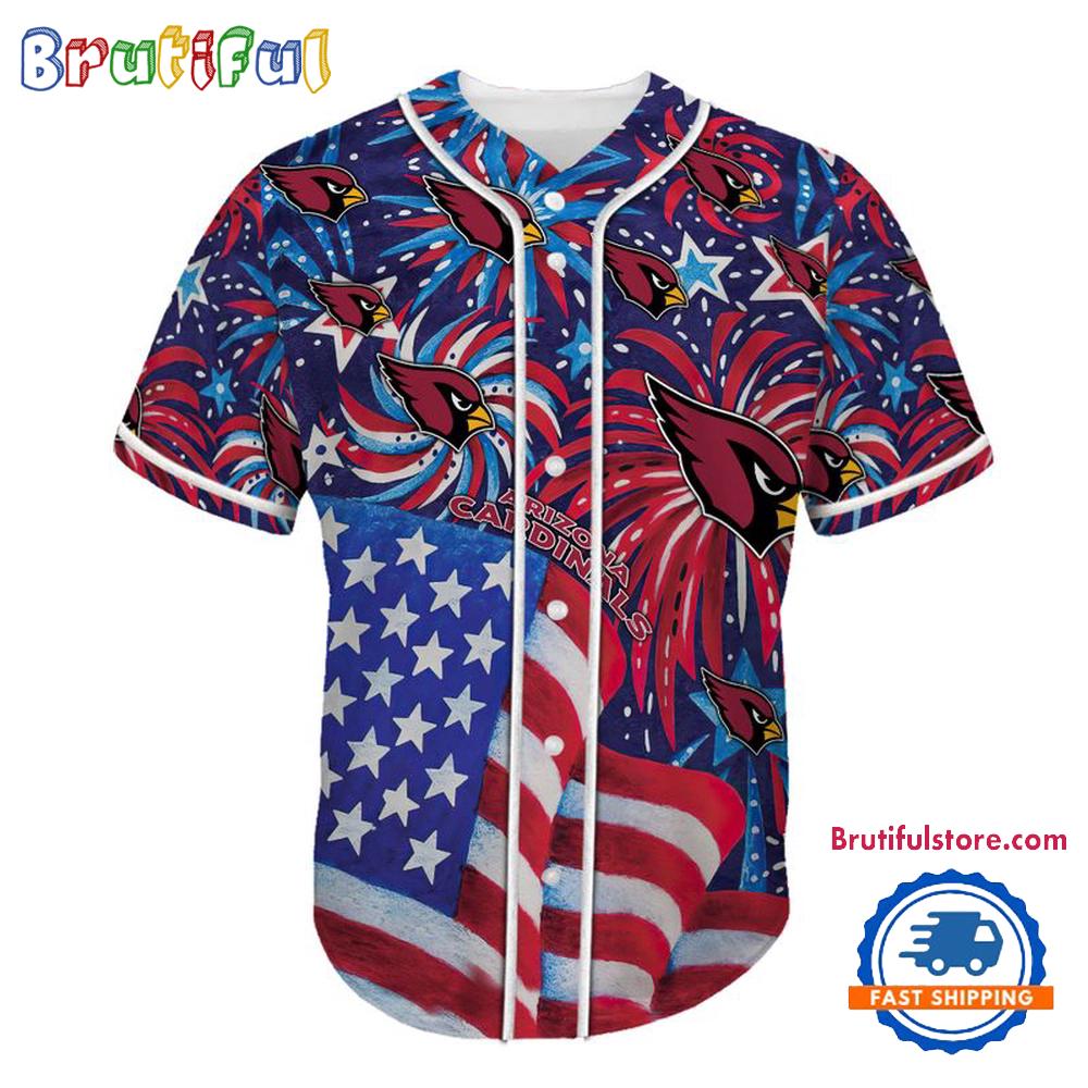 Arizona Cardinals USA Flag Independence Day Baseball Jersey, Sport Team 4th of July Jersey