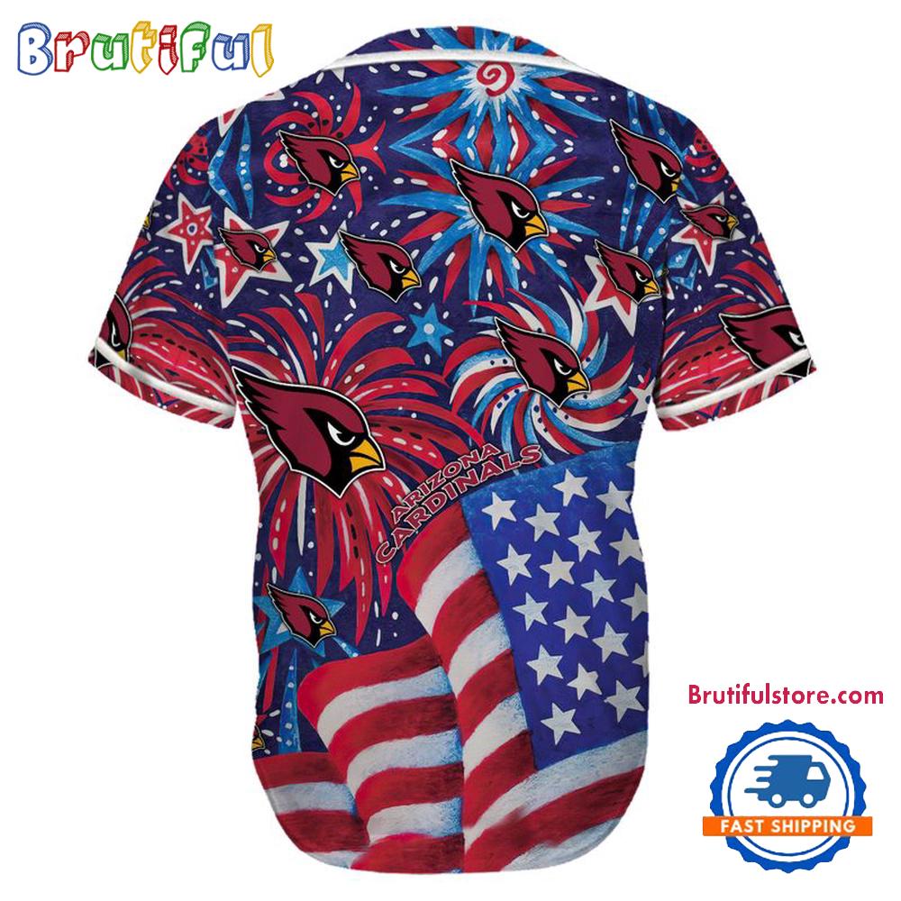 Arizona Cardinals USA Flag Independence Day Baseball Jersey, Sport Team 4th of July Jersey