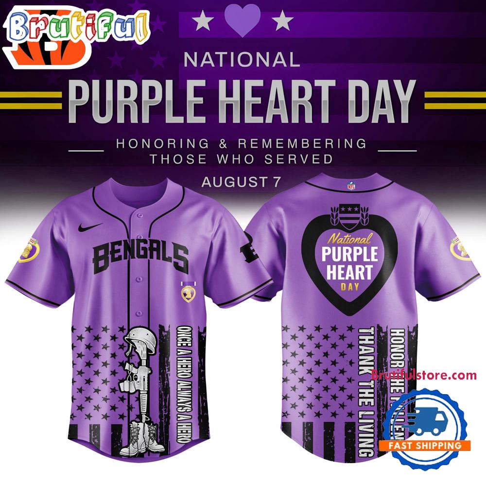 Cincinnati Bengals Purple Heart Day Limited Edition Baseball Jersey
