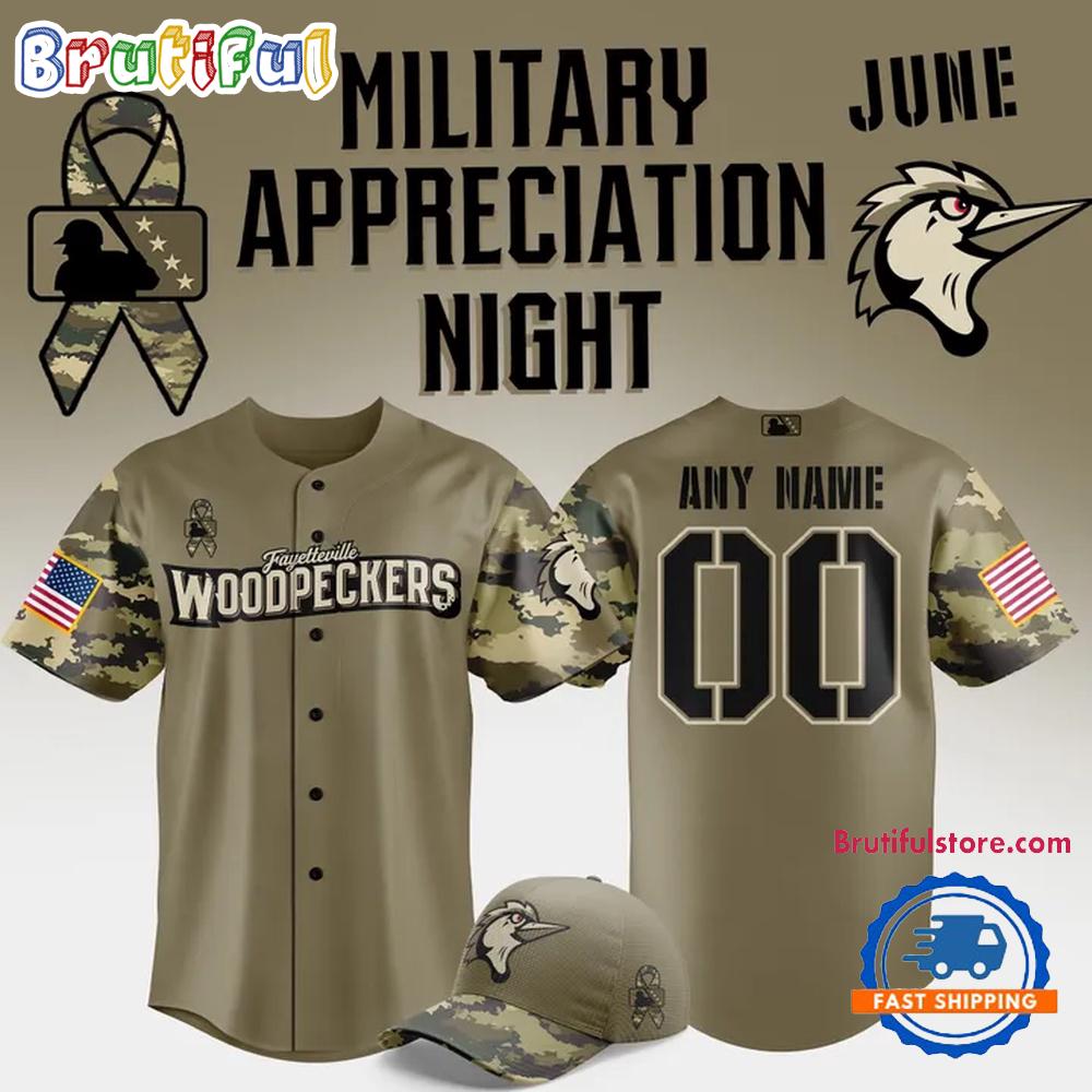 Fayetteville Woodpeckers Military Appreciation Night 2025 Custom Baseball Jersey