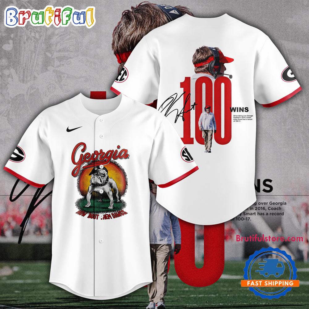 Georgia Bulldogs 100 Win 2024 Signature Baseball Jersey