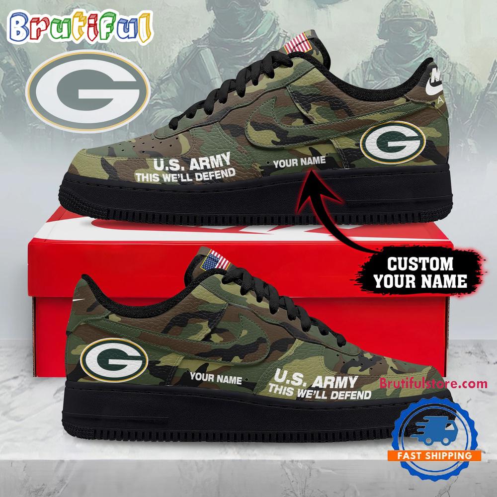 Green Bay Packers NFL US Army Custom Air Force 1 Shoes Sneaker