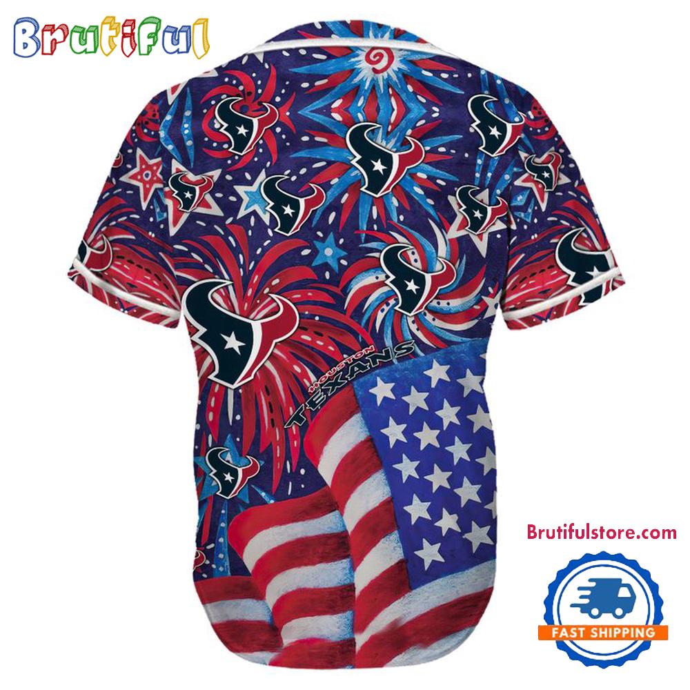 Houston Texans USA Flag Independence Day Baseball Jersey, Sport Team 4th of July Jersey
