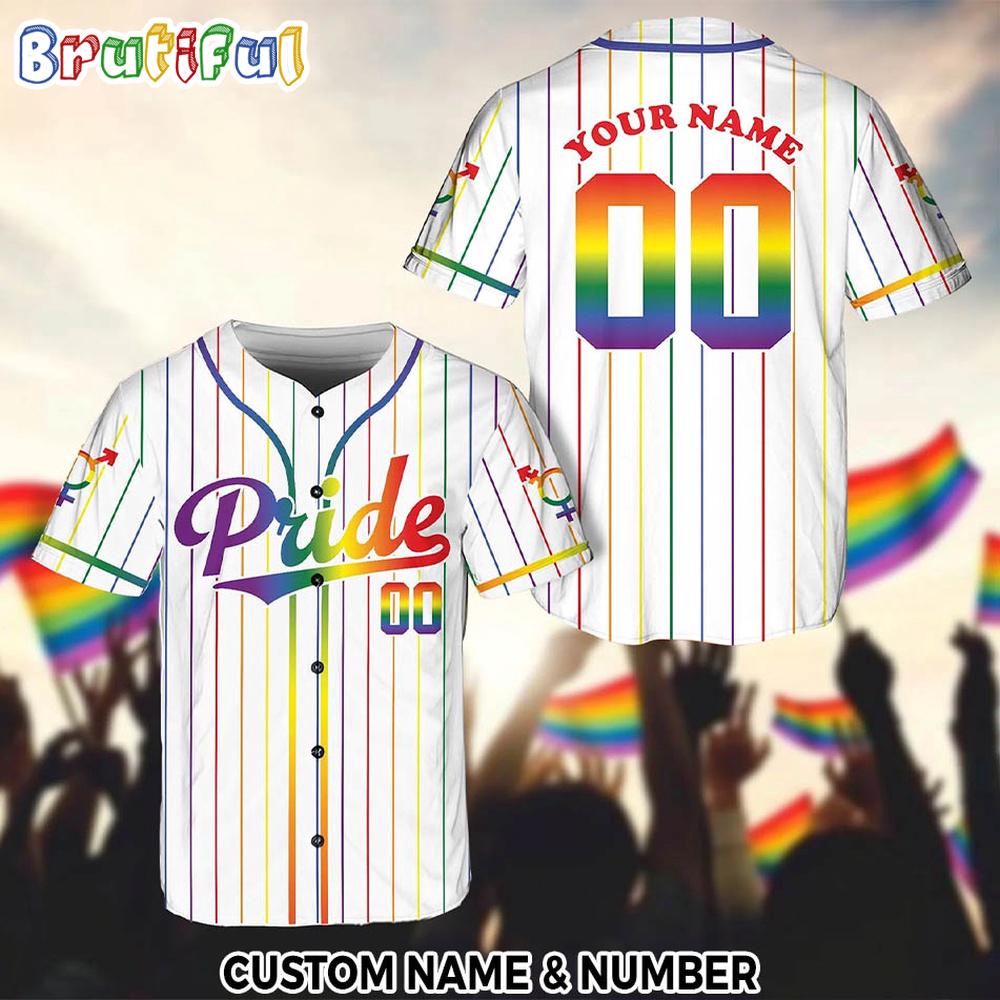 LGBTQ 2025 Baseball Jersey, Rainbow Matching Game Day 3D Baseball Jersey
