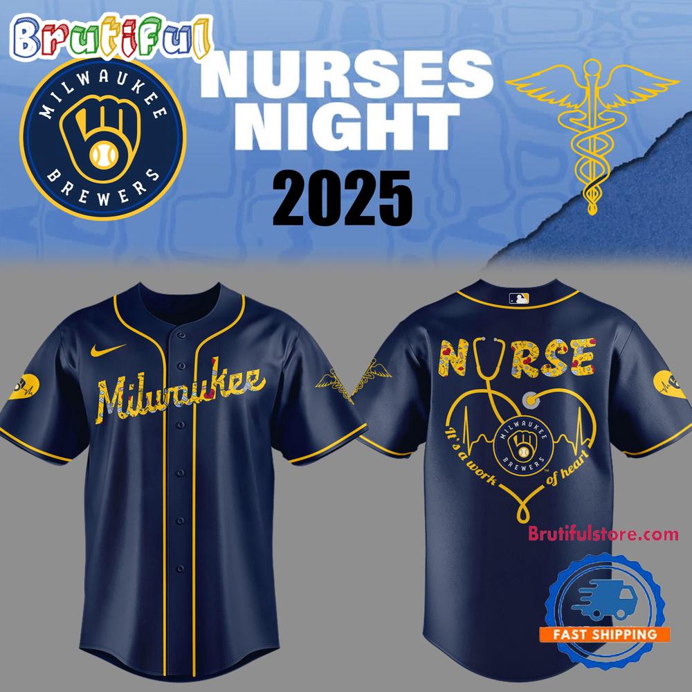 Milwaukee Brewers Baseball NURSES NIGHT 2025 Navy Jersey Shirt