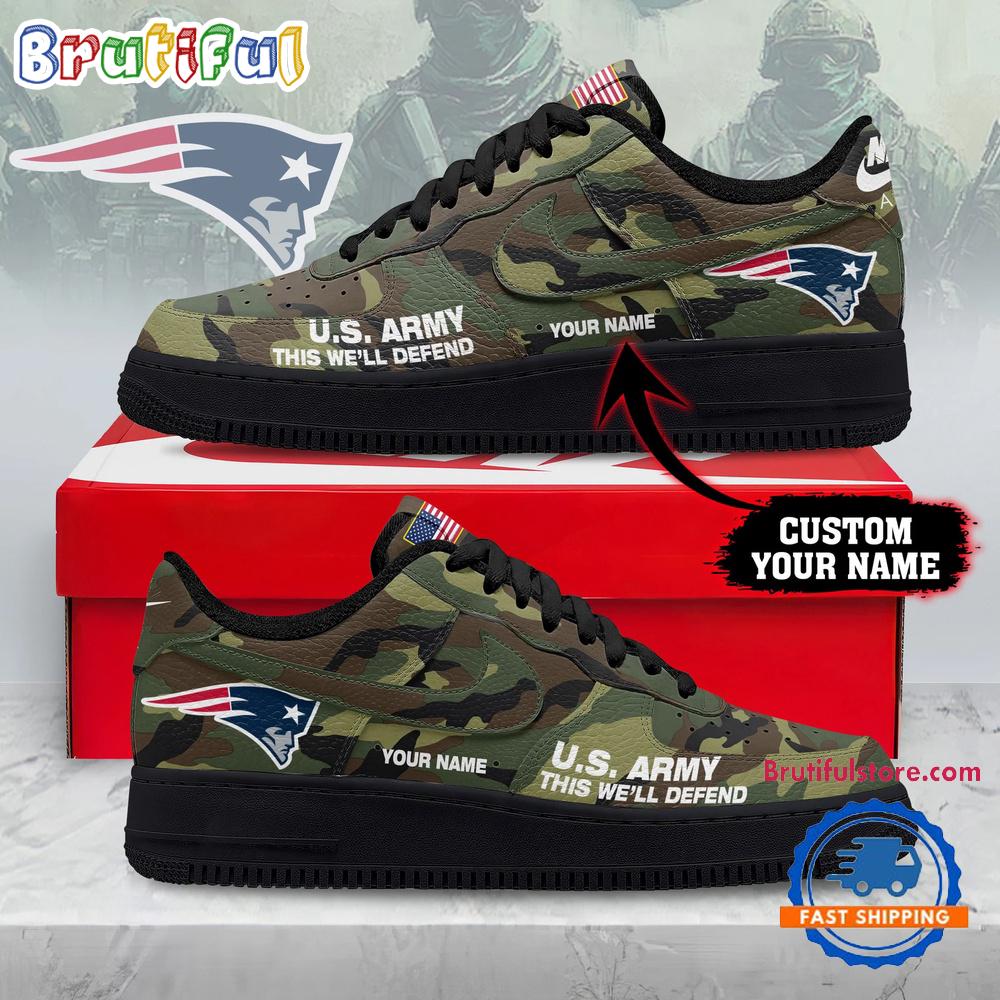 New England Patriots NFL US Army Custom Air Force 1 Shoes Sneaker
